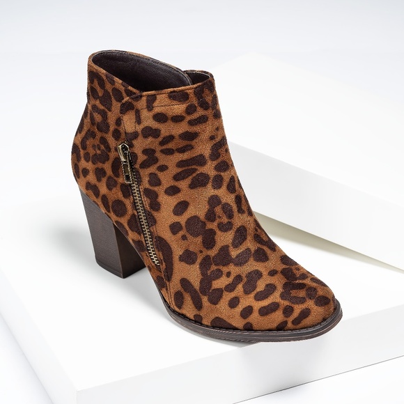 Pierre Dumas Shoes - Leopard Print Double Zipper Block Heel Booties